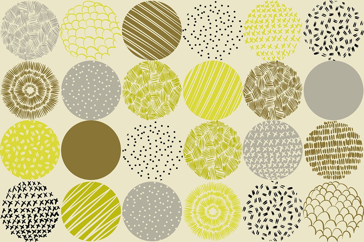 10款抽象孟菲斯艺术装饰纹理背景矢量设计素材 Round Decor Memphis Elements Seamless Patterns_img_2