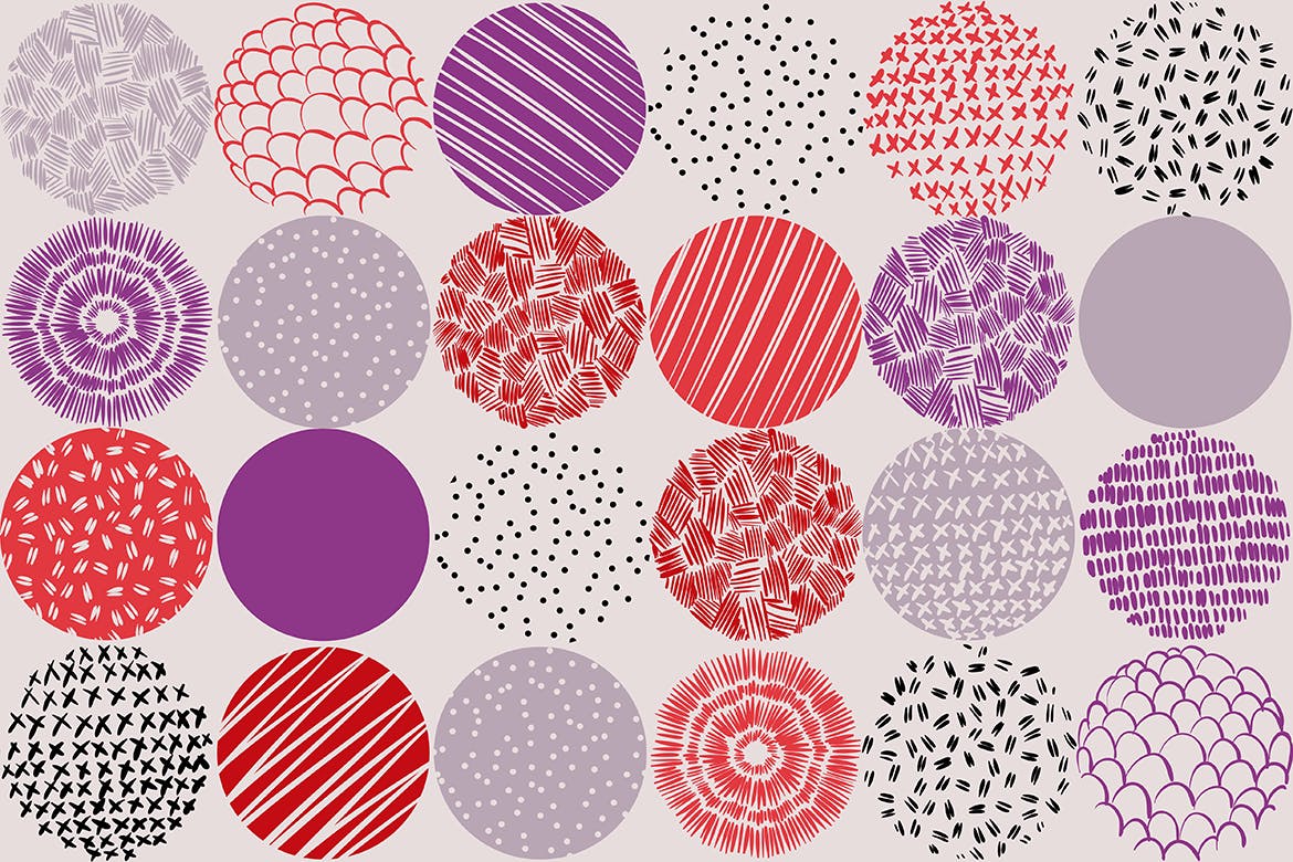 10款抽象孟菲斯艺术装饰纹理背景矢量设计素材 Round Decor Memphis Elements Seamless Patterns_img_2