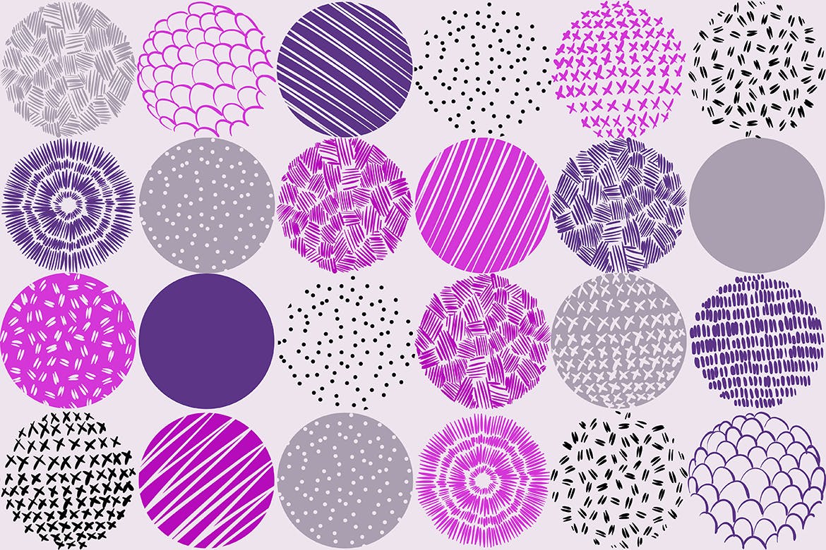 10款抽象孟菲斯艺术装饰纹理背景矢量设计素材 Round Decor Memphis Elements Seamless Patterns_img_2