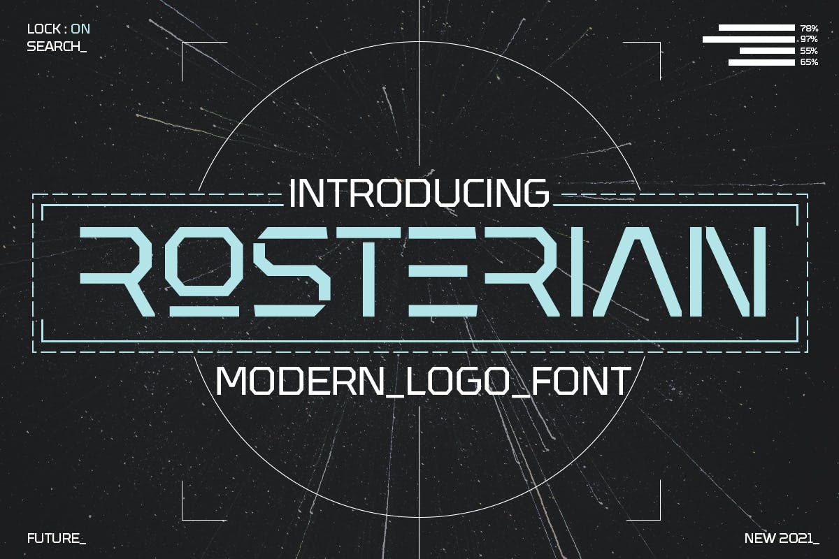 现代未来派商标标识徽标logo设计无衬线英文字体素材 Rosterian Futuristic Logo Font_img_2