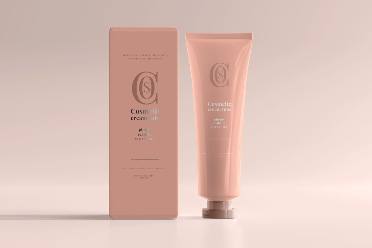 9款时尚优雅化妆品护手霜软管包装盒设计贴图样机PSD模板 Cosmetic Cream Tube Mockup 3_img_2