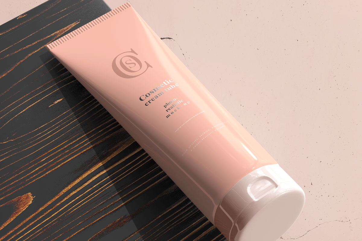 9款时尚化妆品护手霜奶油软管包装盒设计贴图样机模板 Cosmetic Cream Tube With Box Mockup 3_img_2