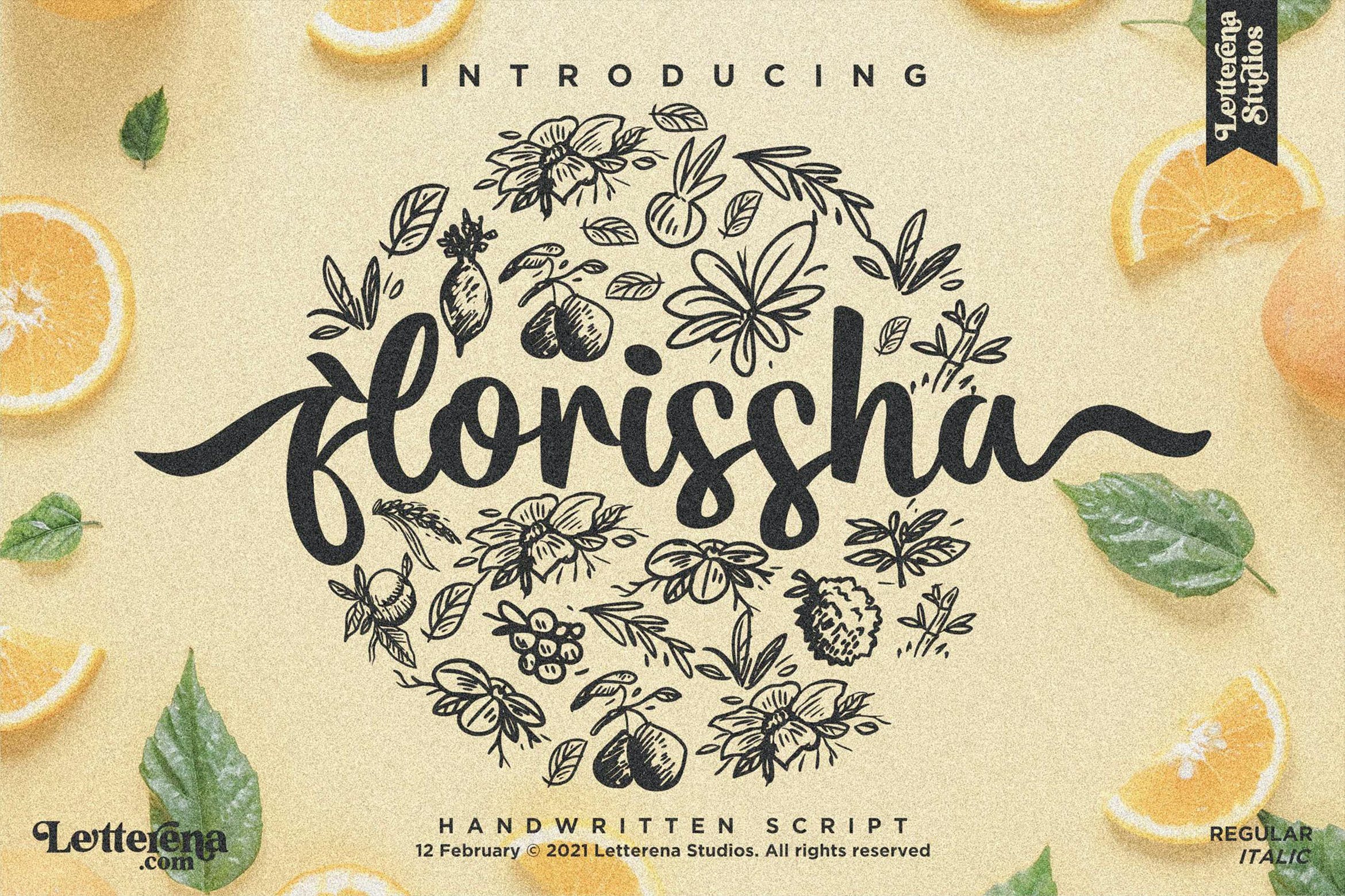 优雅海报社交媒体品牌设计衬线英文字体素材 Flourissha Script LS_img_2