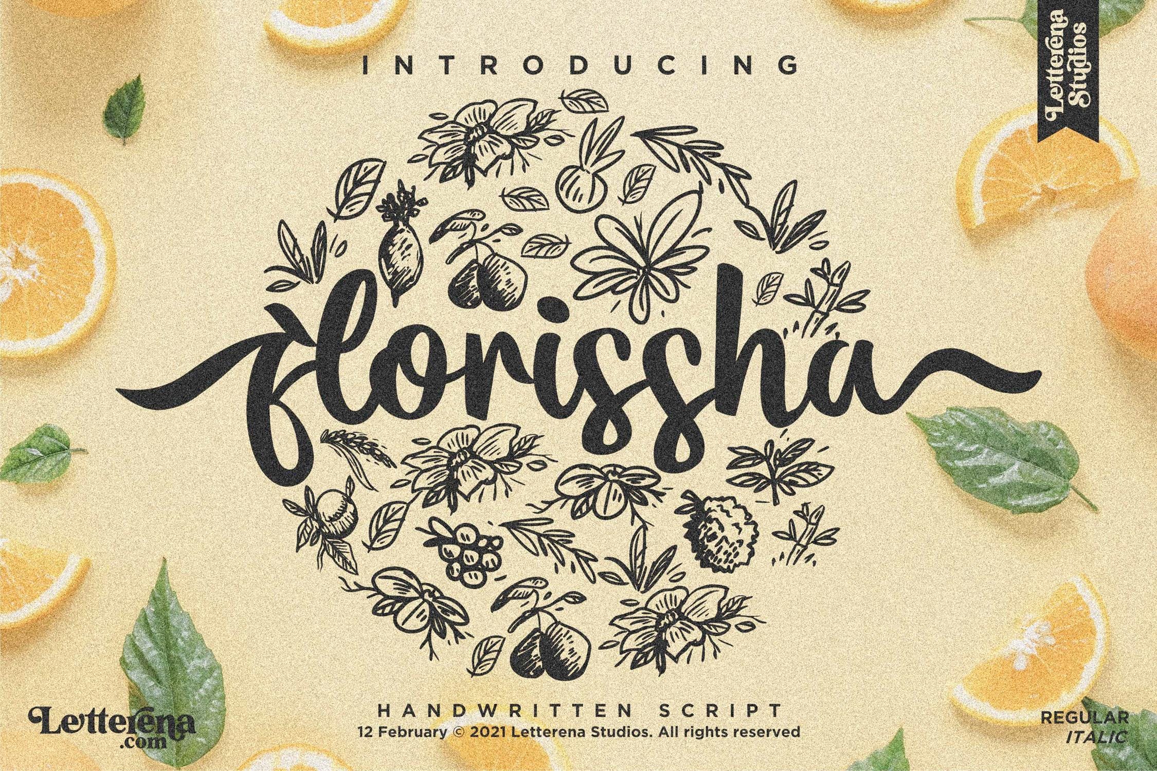 优雅海报社交媒体品牌设计衬线英文字体素材 Flourissha Script LS_img_2