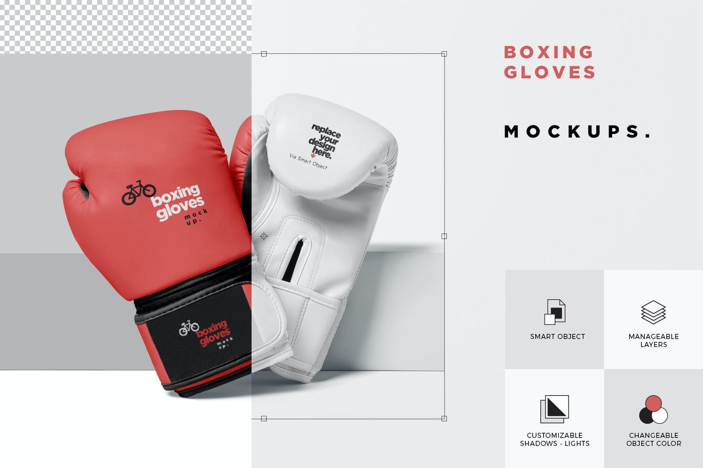 时尚运动拳击手套设计贴图样机模板 Boxing Gloves Mockups_img_2