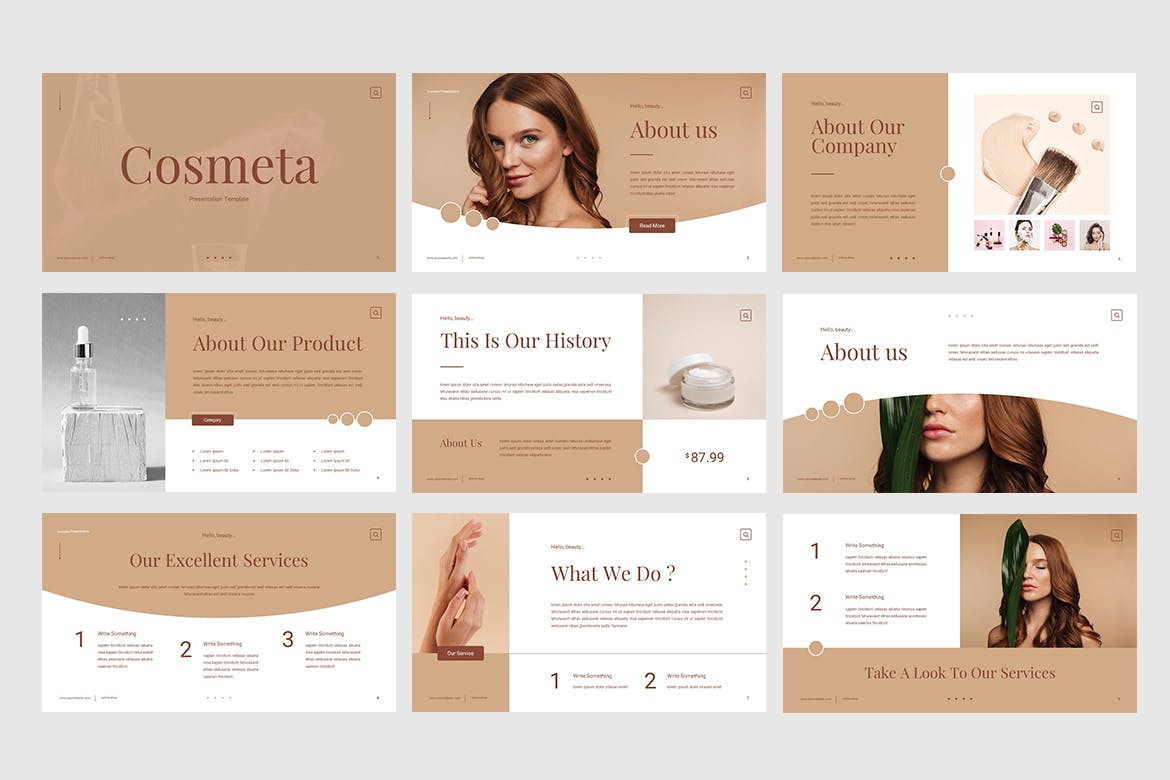 时尚创意化妆品营销图文排版设计ppt+keynote模板 Cosmeta - Cosmetic Presentation Template_img_2