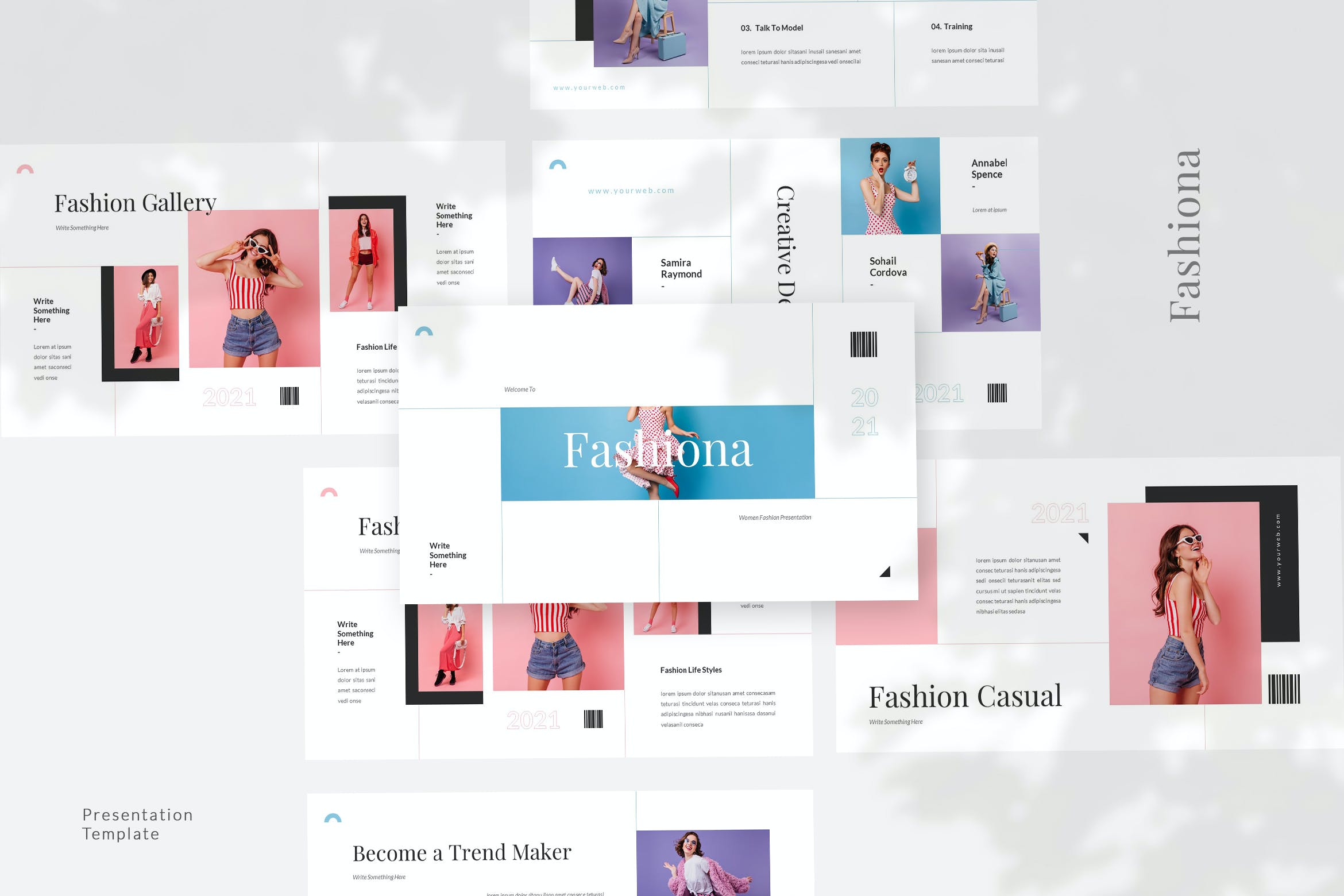 时尚简约品牌作品集图文排版设计ppt+keynote模板 Fashiona - Fashion Presentation Template_img_2