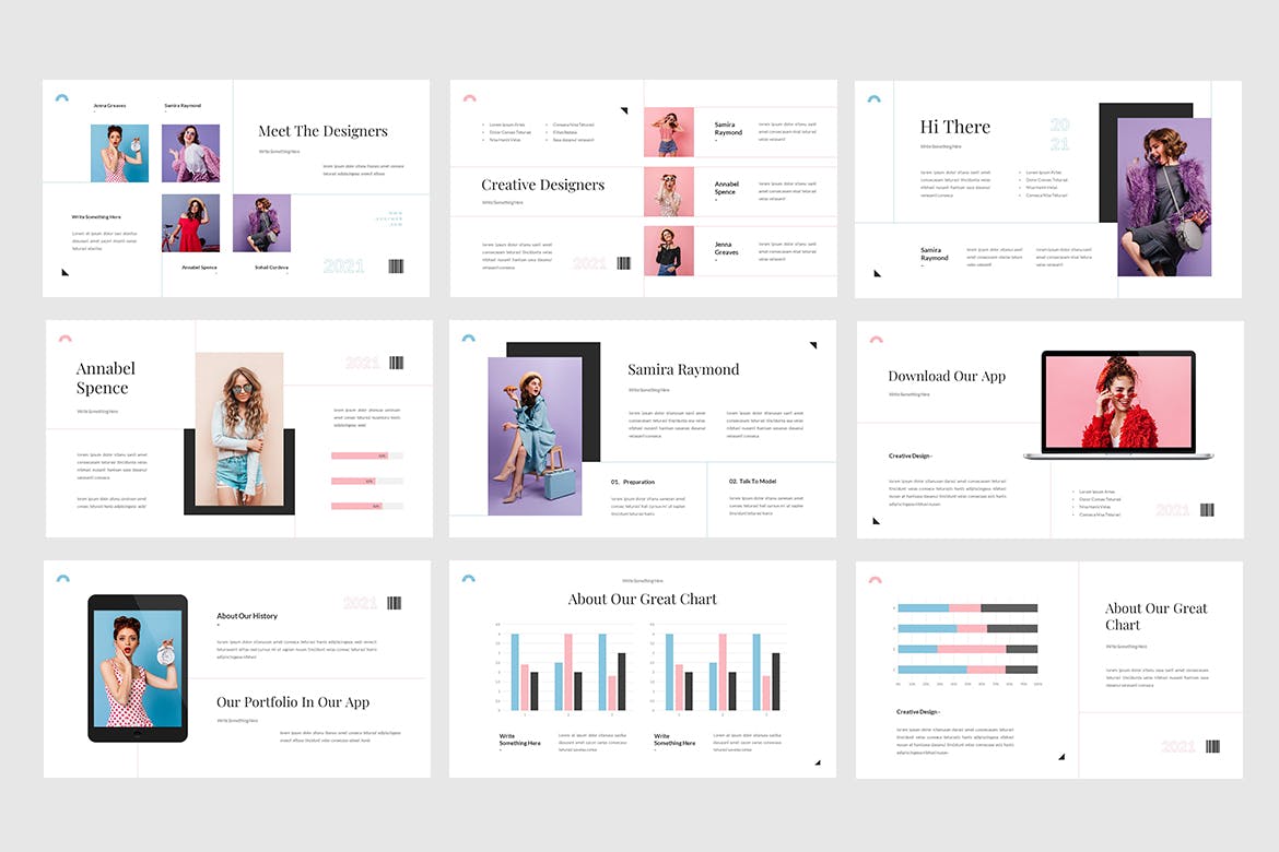 时尚简约品牌作品集图文排版设计ppt+keynote模板 Fashiona - Fashion Presentation Template_img_2