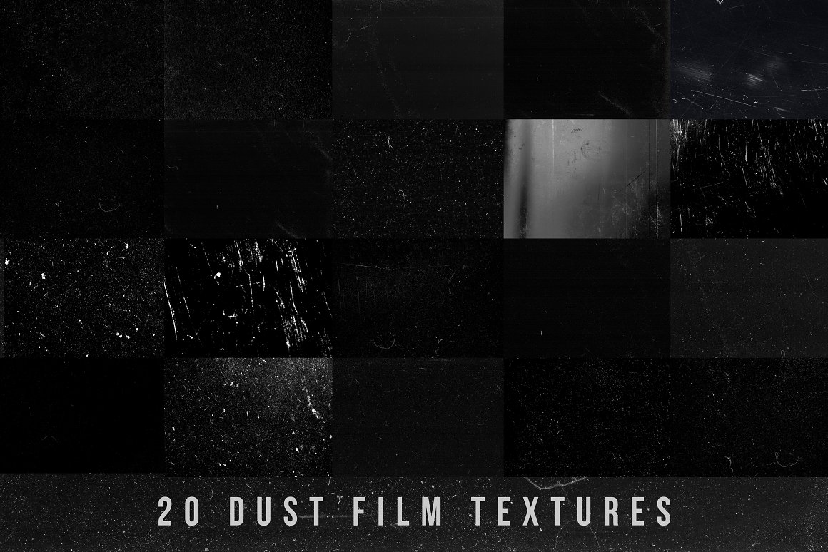 20个高清复古粗糙灰尘纹理PS叠加层图片素材 Film Dust Textures_img_2