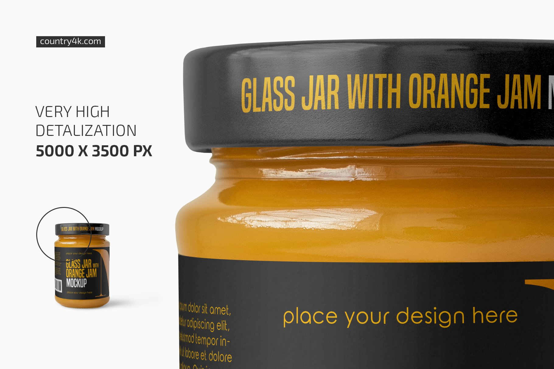 透明果酱玻璃瓶标签设计贴图样机模板 Glass Jar with Orange Jam Mockup Set_img_2