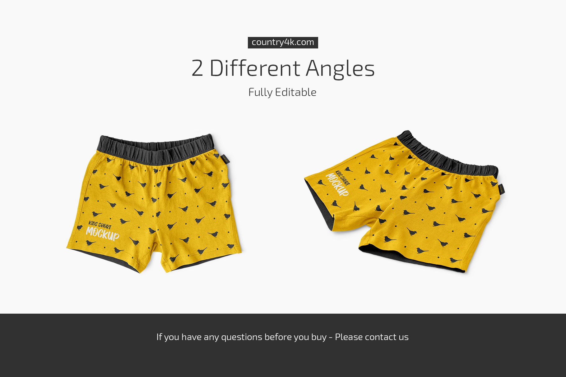 儿童棉短裤印花图案设计样机套装 Kids Cotton Shorts Mockup Set_img_2