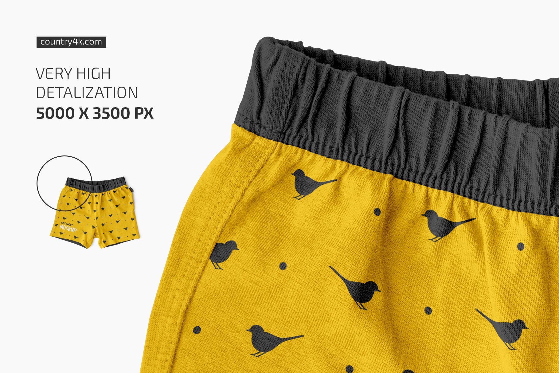 儿童棉短裤印花图案设计样机套装 Kids Cotton Shorts Mockup Set_img_2