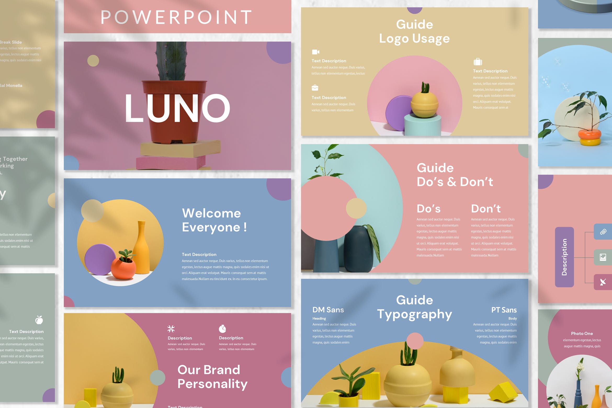 现代炫彩企业营销策划提案简报设计ppt模版 Luno - Brandbook Powerpoint Template_img_2