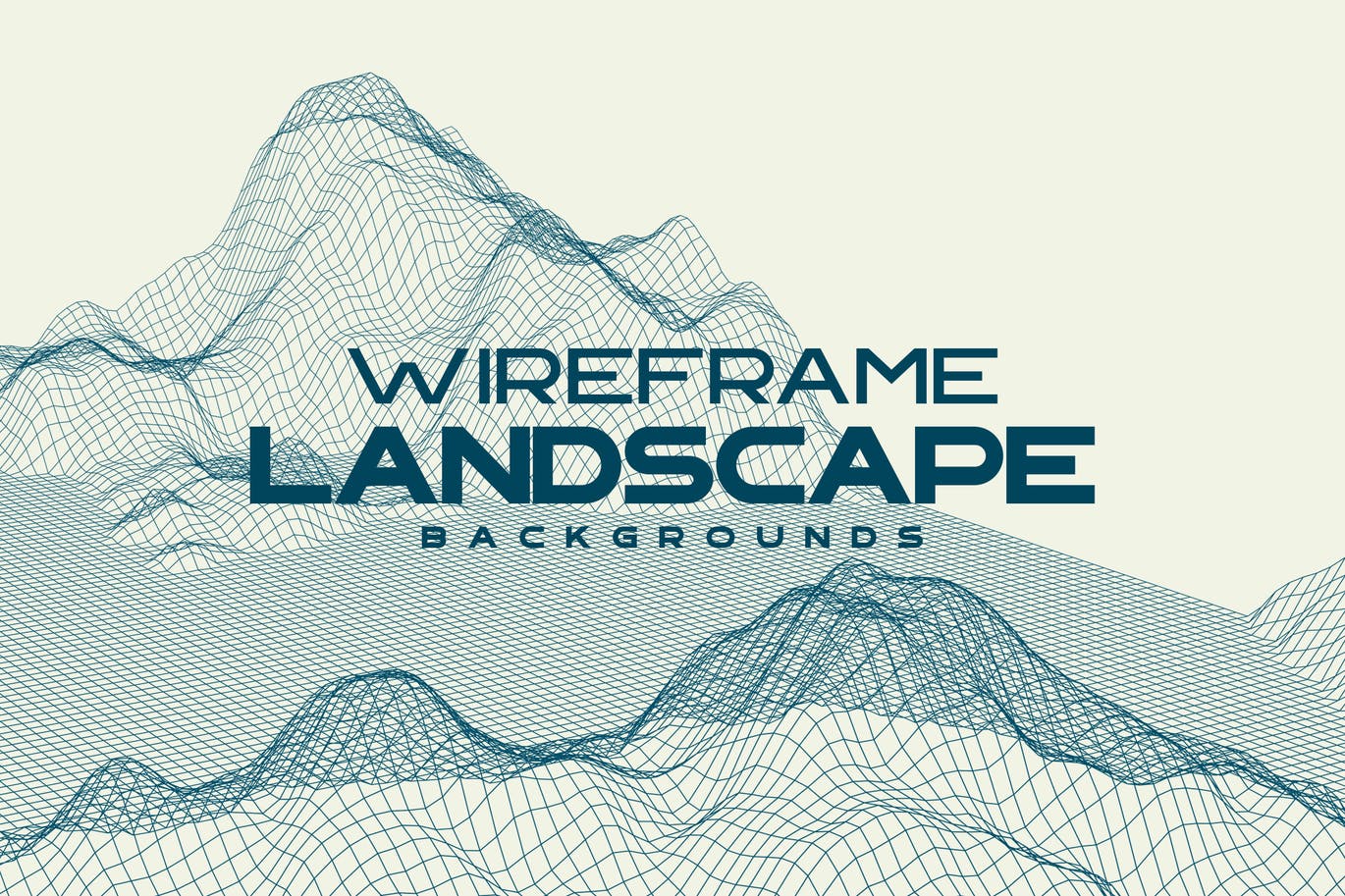 抽象山丘起伏网格纹理海报设计背景图片素材 Wireframe Landscape Mountains Backgrounds_img_2