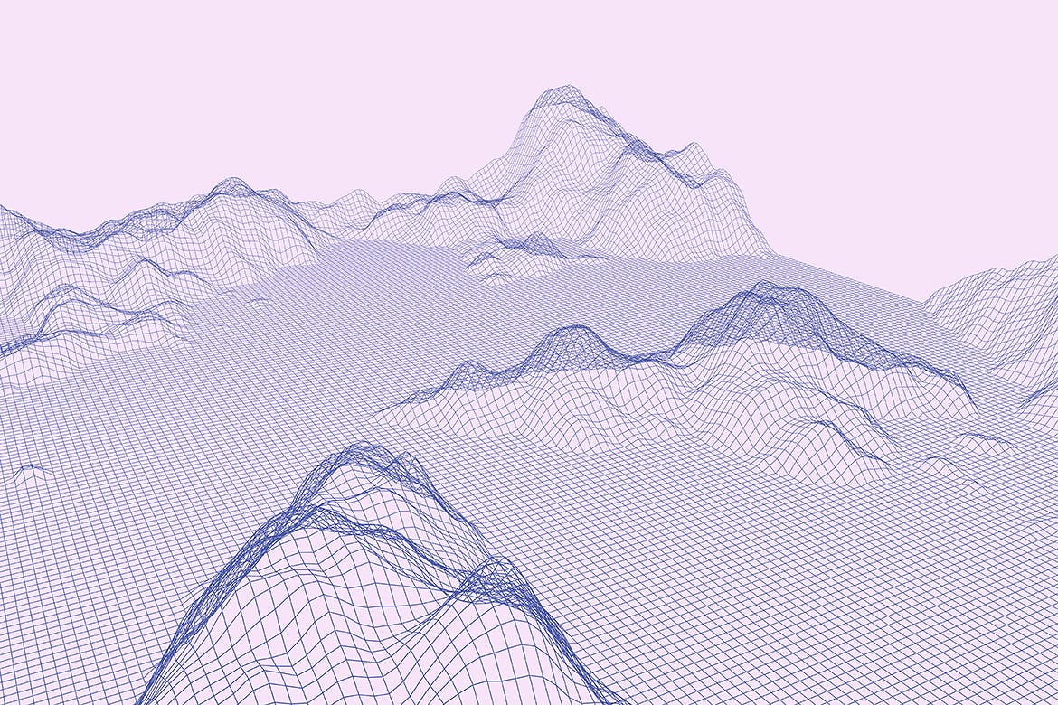 抽象山丘起伏网格纹理海报设计背景图片素材 Wireframe Landscape Mountains Backgrounds_img_2