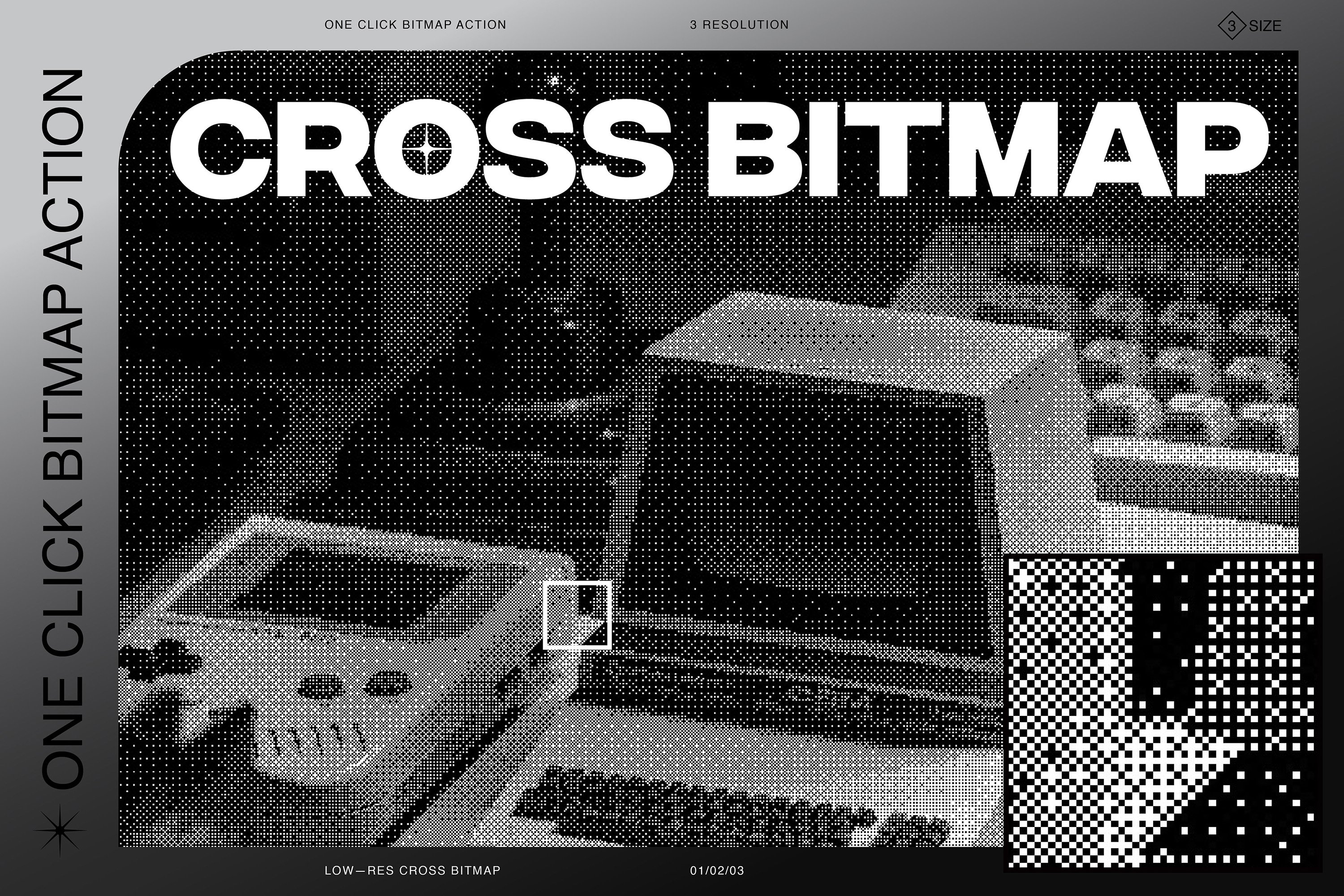 潮流复古8Bit点阵像素化效果Ps一键式动作素材源文件 Evlogiev - Cross Bitmap Action_img_2