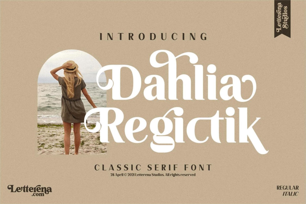 优雅海报社交媒体品牌设计衬线英文字体素材 Dahlia Regictik Serif Font LS_img_2