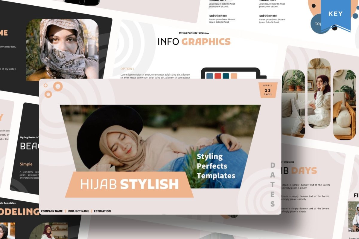 极简主义女性作品集图文排版演示Keynote文稿 Hijab Stylish  Keynote Template_img_2