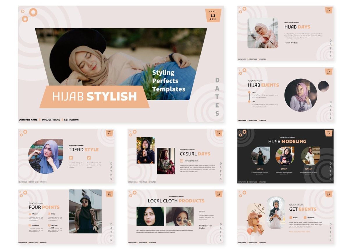 极简主义女性作品集图文排版演示Keynote文稿 Hijab Stylish  Keynote Template_img_2