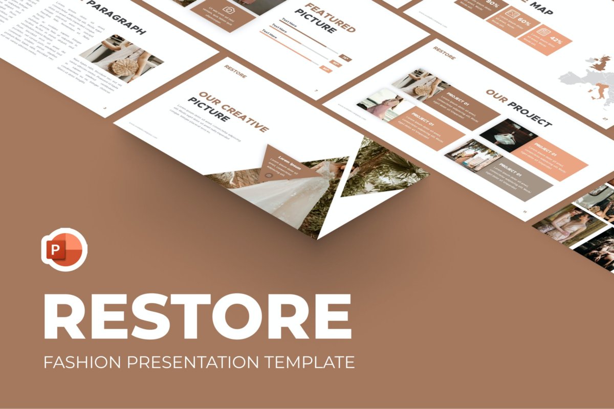 现代时尚女性服装作品集演示文稿设计模板 Restore Fashion Powerpoint Template_img_2