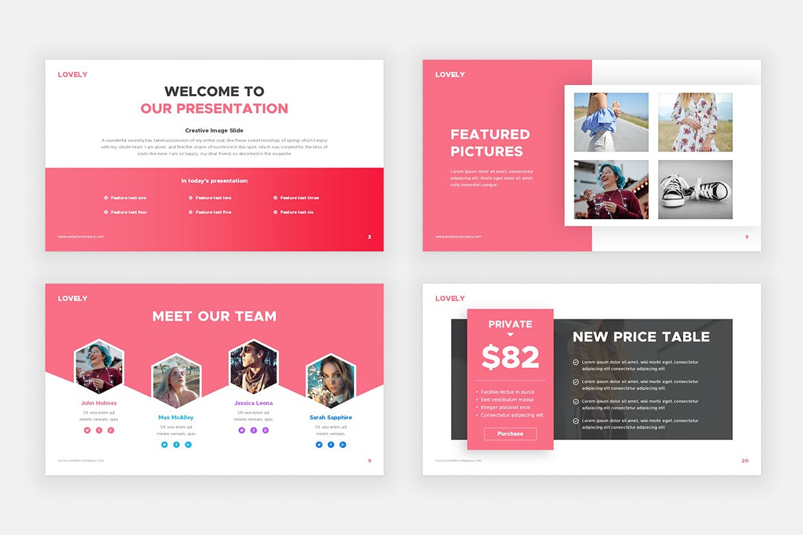 可爱时尚品牌摄影作品集图文排版设计ppt模板 Lovely Fashion Powerpoint Template_img_2