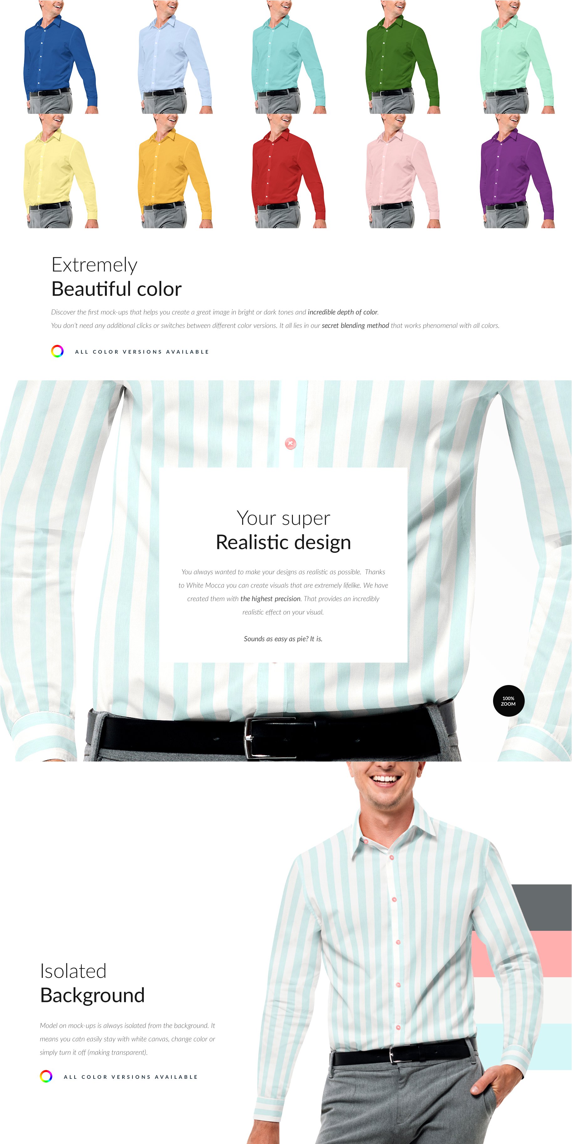 时尚男士T恤衬衫印花图案设计贴图样机合集 Dress Shirt for Men Mock-ups Set_img_2