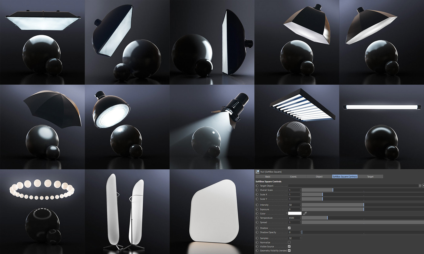 舞台灯光摄影棚照明HDRI产品场景C4D Redshift渲染器预设 Redshift Light Suite for C4D V1.0_img_2