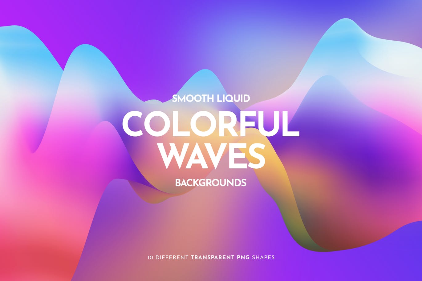 10个炫彩渐变液体流体纹理背景PNG透明图片素材 Colorful Liquid Waves Backgrounds_img_2