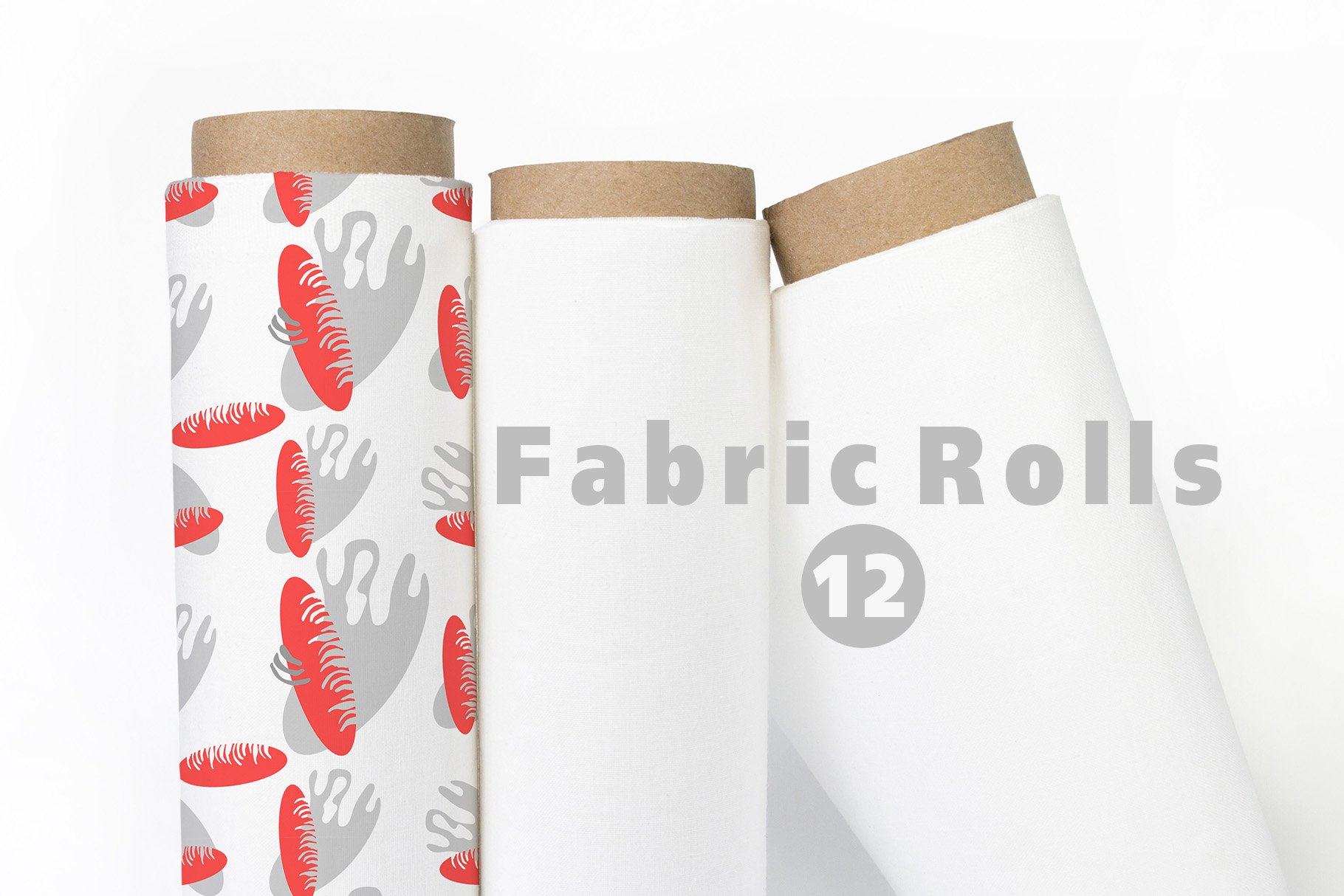 现代优雅纺织面料印花图案设计贴图样机模板 Fabric Rolls Mockup | Layered_img_2