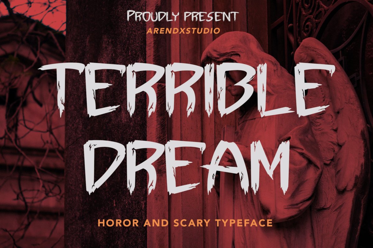 恐怖风格海报徽章徽标logo设计装饰性英文显示字体 Terrible Dream - Horror And Scary Typeface_img_2