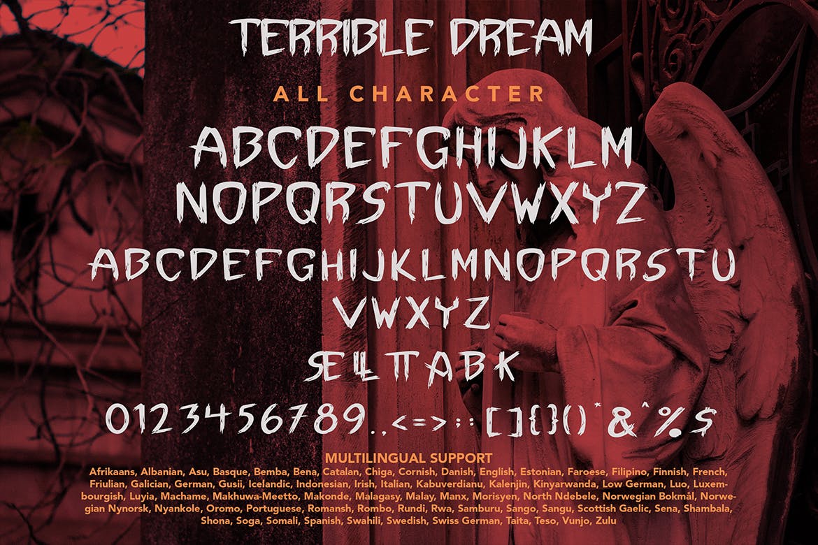 恐怖风格海报徽章徽标logo设计装饰性英文显示字体 Terrible Dream - Horror And Scary Typeface_img_2