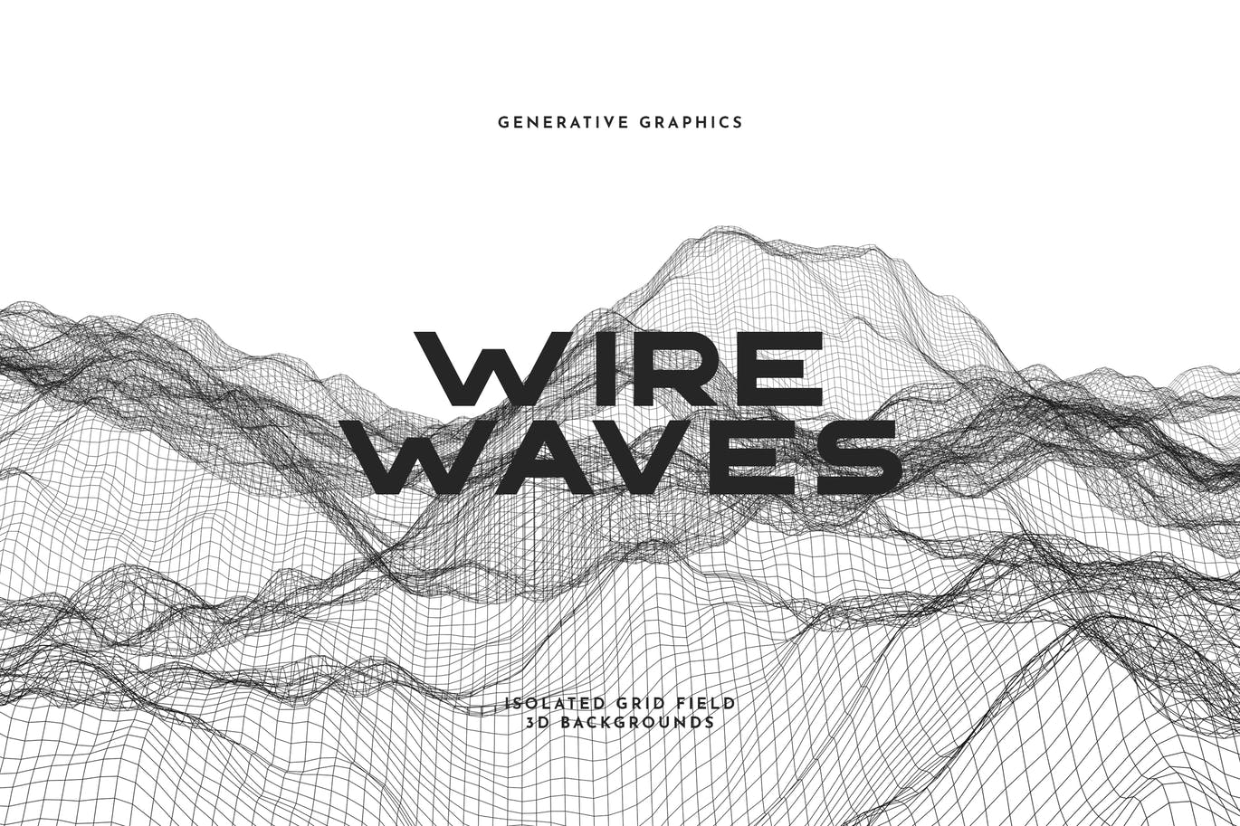 10款黑色流动波浪网格纹理海报设计背景图片合集 Wire Waves Background Set_img_2