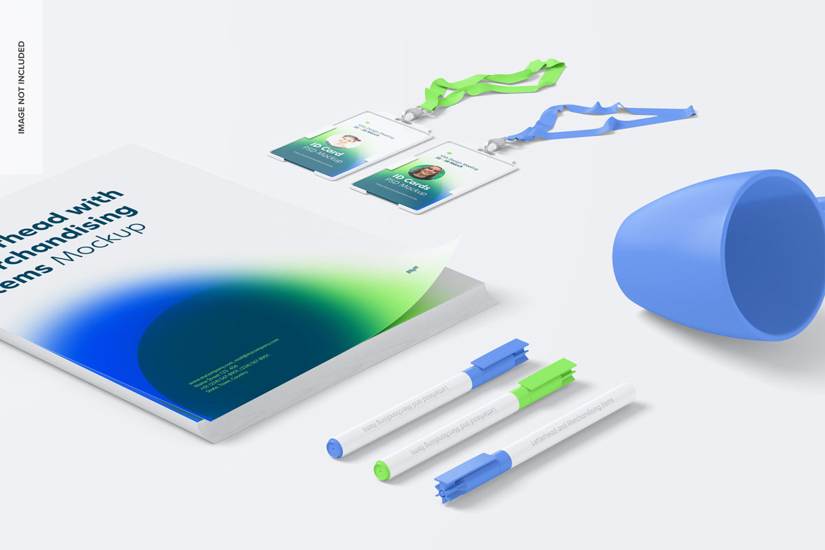 时尚品牌VI设计办公吊牌信纸优盘贴图样机模板 Stationery With Usb Flash Drives Mockup_img_2