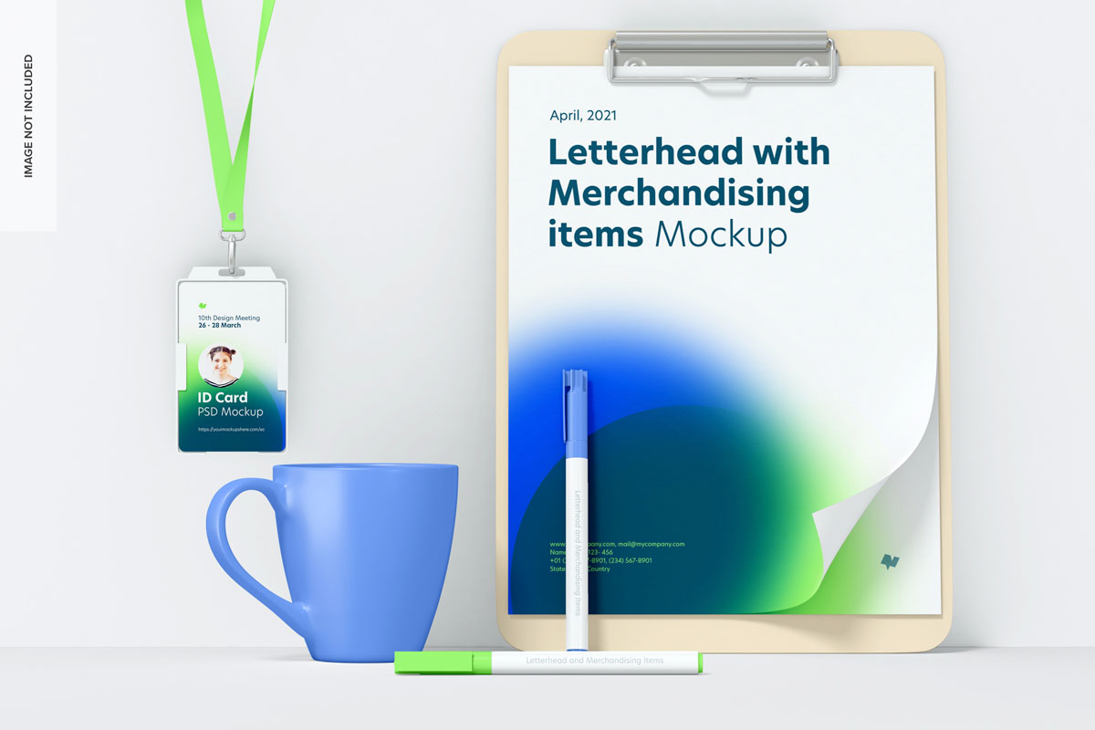 时尚品牌VI设计办公吊牌信纸优盘贴图样机模板 Stationery With Usb Flash Drives Mockup_img_2