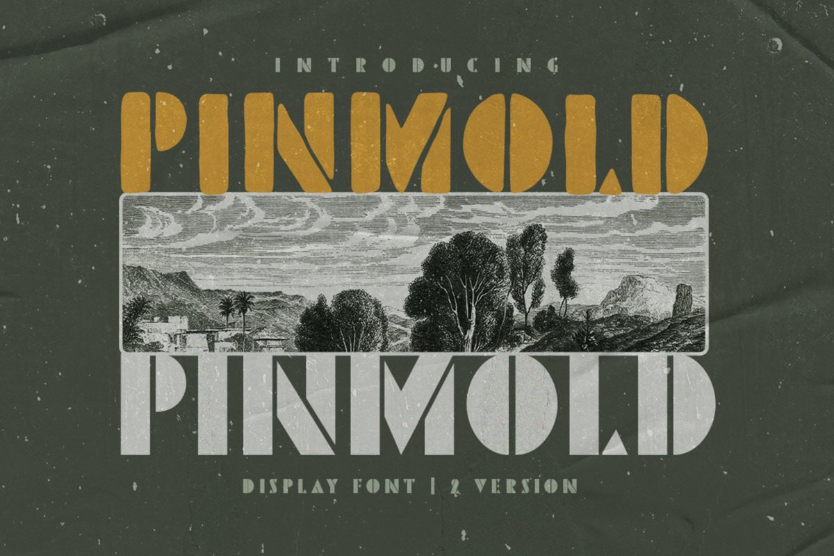 现代潮流标题标牌徽标logo设计无衬线英文字体素材 Pinmold - Modern Stencil Font_img_2