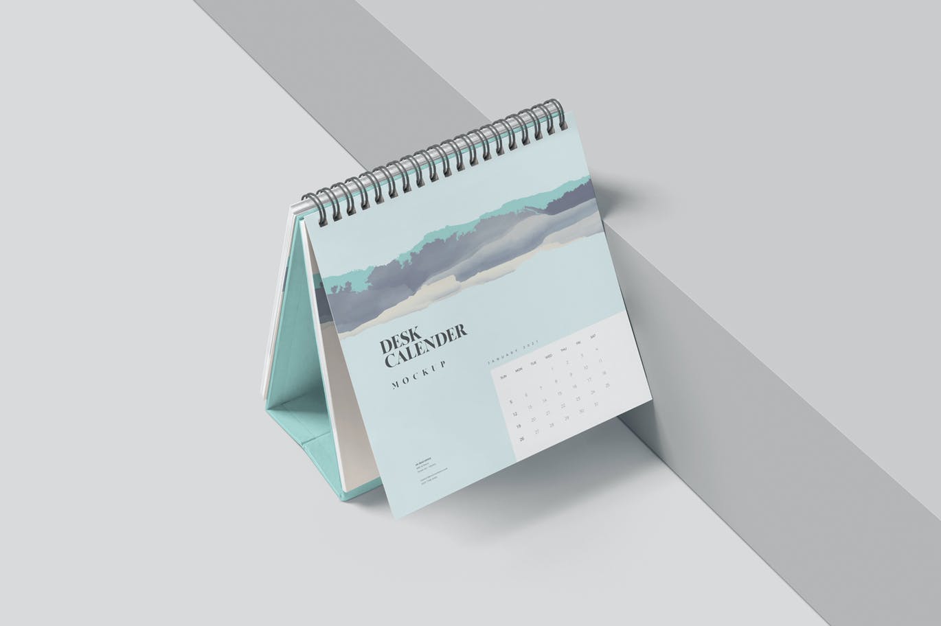 极简日历台历设计贴图样机模板 Desk Calendar Mockups_img_2