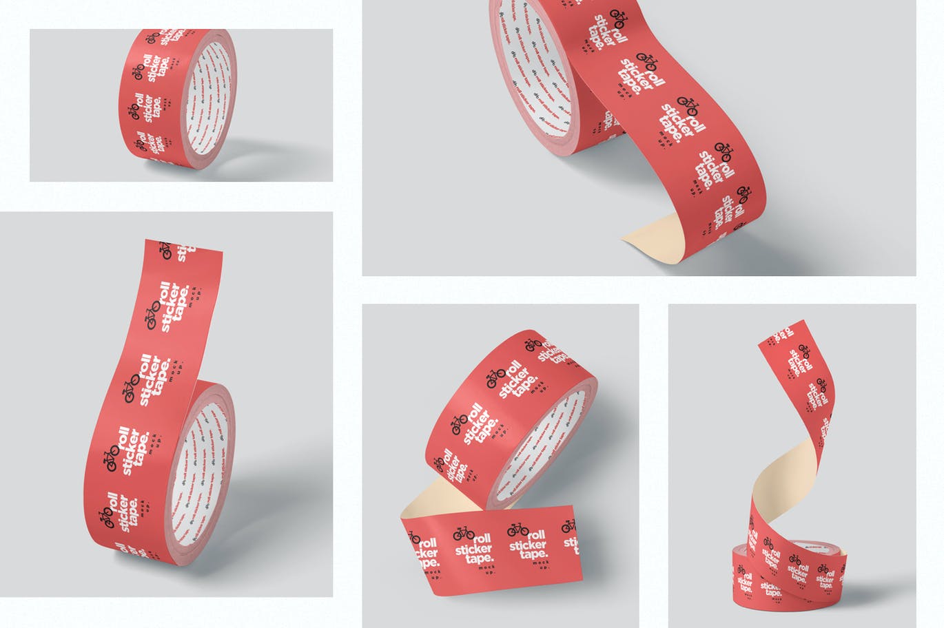 5款卷装胶带设计贴图样机模板 Sticker Tape Roll Mockups_img_2