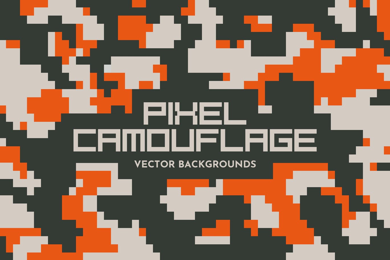 10个抽象像素迷彩海报设计背景矢量素材 Pixel Camouflage Vector Backgrounds_img_2