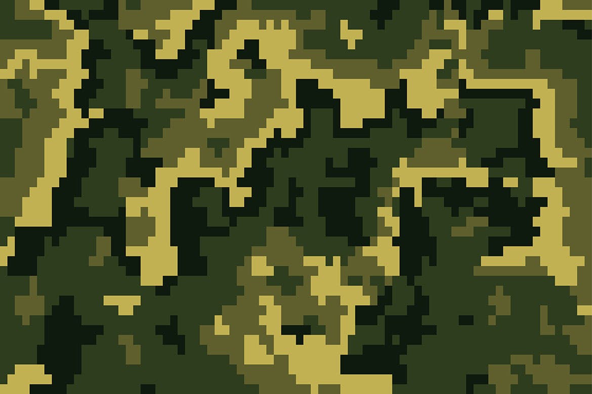 10个抽象像素迷彩海报设计背景矢量素材 Pixel Camouflage Vector Backgrounds_img_2