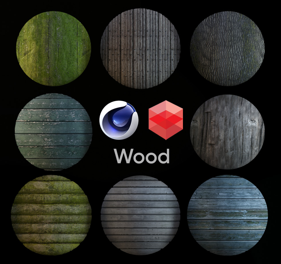 12种乡村墙面地面纹理C4D红移材质预设素材 Redshift Rustic Material Pack 99 (Cinema 4d Only)_img_2