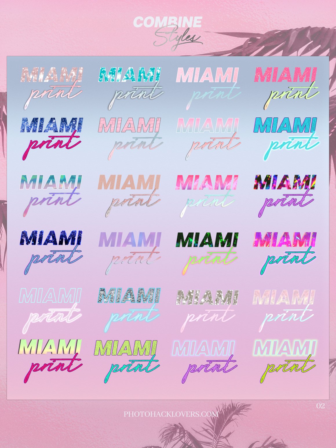 潮流霓虹蒸汽波赛博朋克风样式笔刷PS设计素材套装 Miami Print Aesthetic PS Styles_img_1