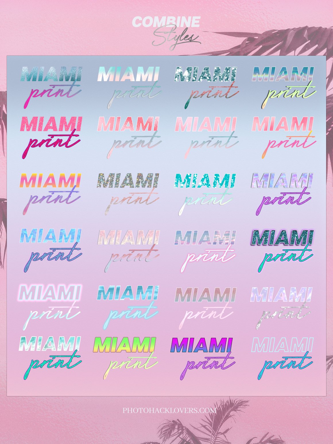 潮流霓虹蒸汽波赛博朋克风样式笔刷PS设计素材套装 Miami Print Aesthetic PS Styles_img_1