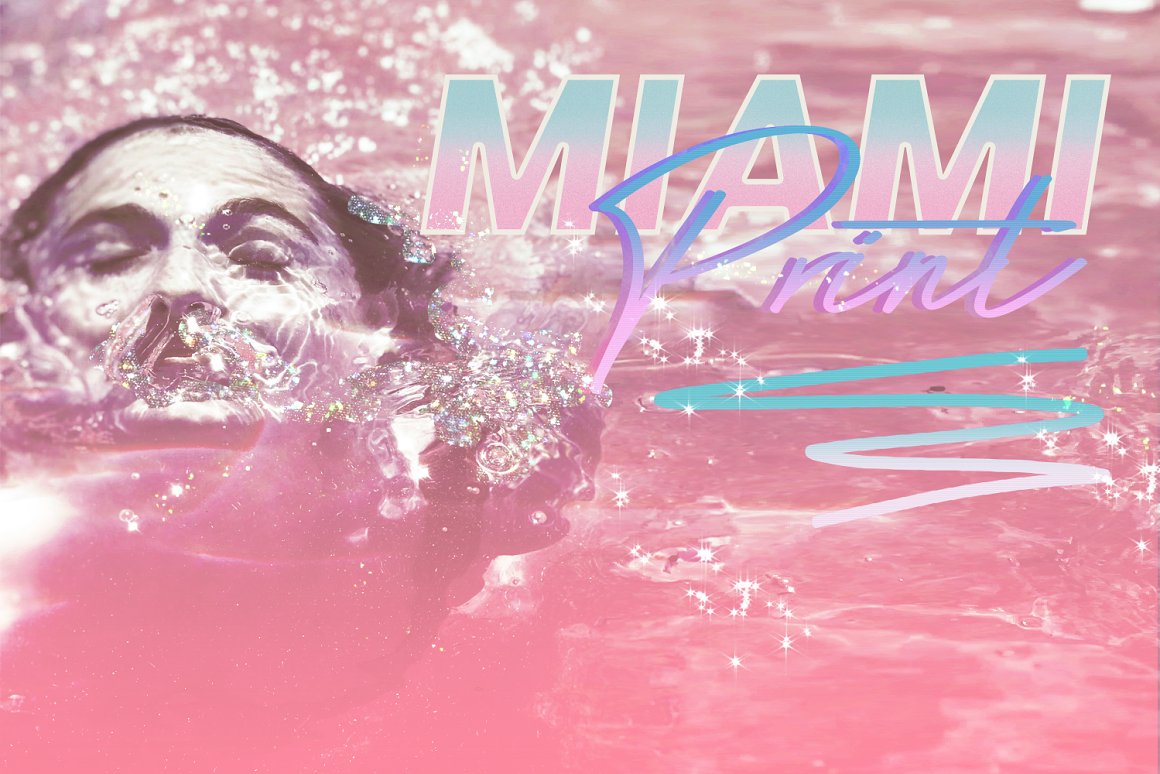 潮流霓虹蒸汽波赛博朋克风样式笔刷PS设计素材套装 Miami Print Aesthetic PS Styles_img_1