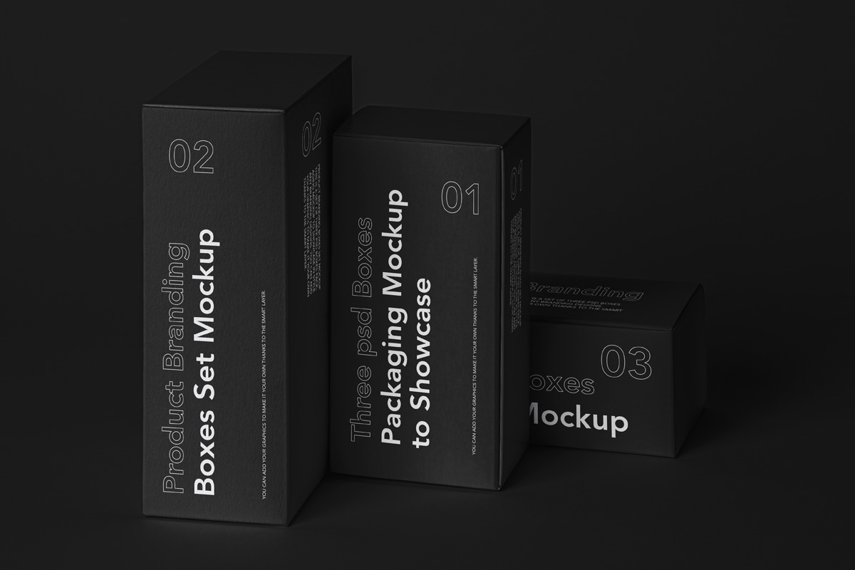 时尚产品包装纸盒设计贴图样机套装 Box Psd Mockup Product Branding Set_img_2