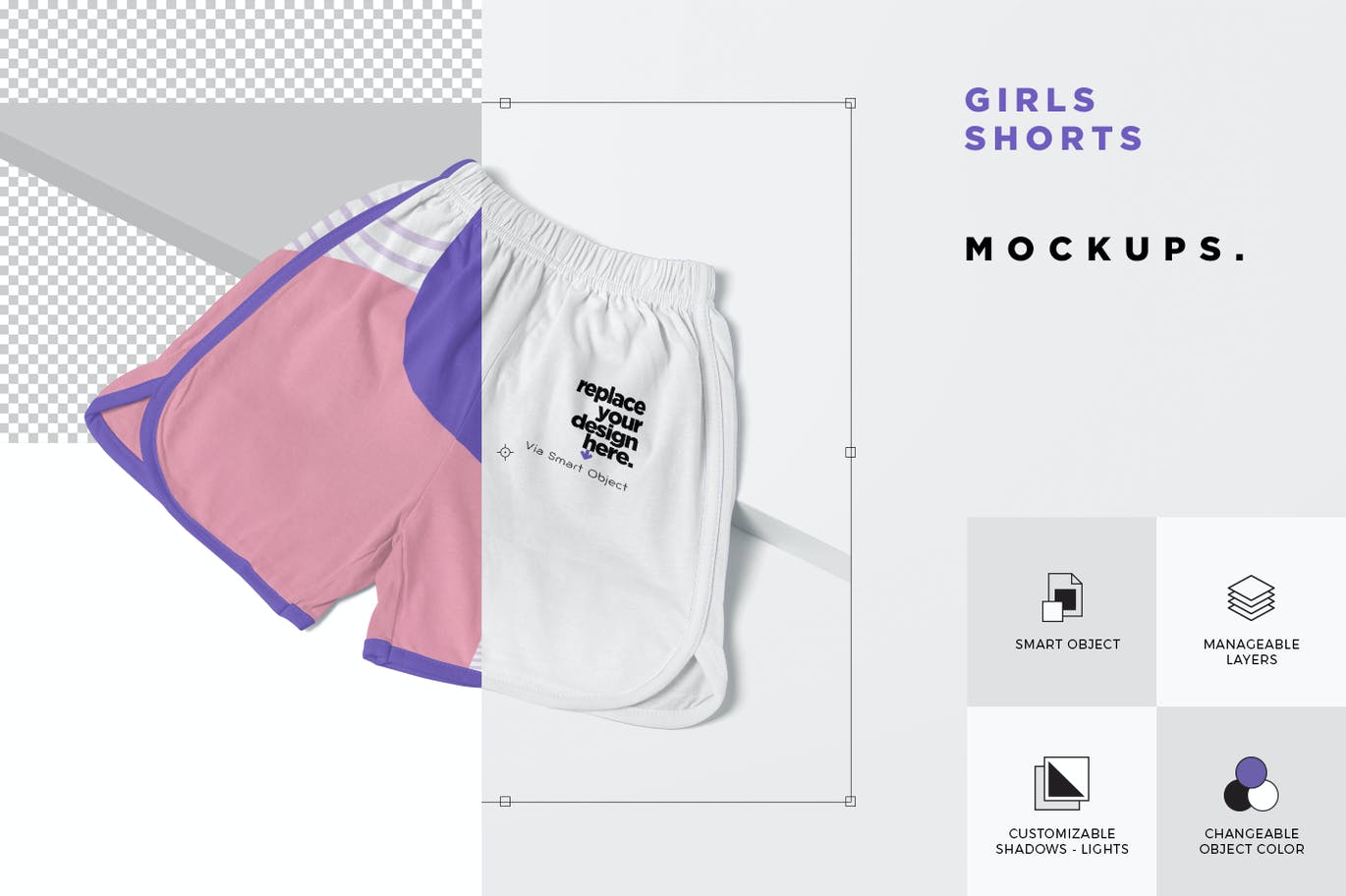 时尚女士运动短裤印花图案设计贴图样机 Female Shorts Mockups_img_2