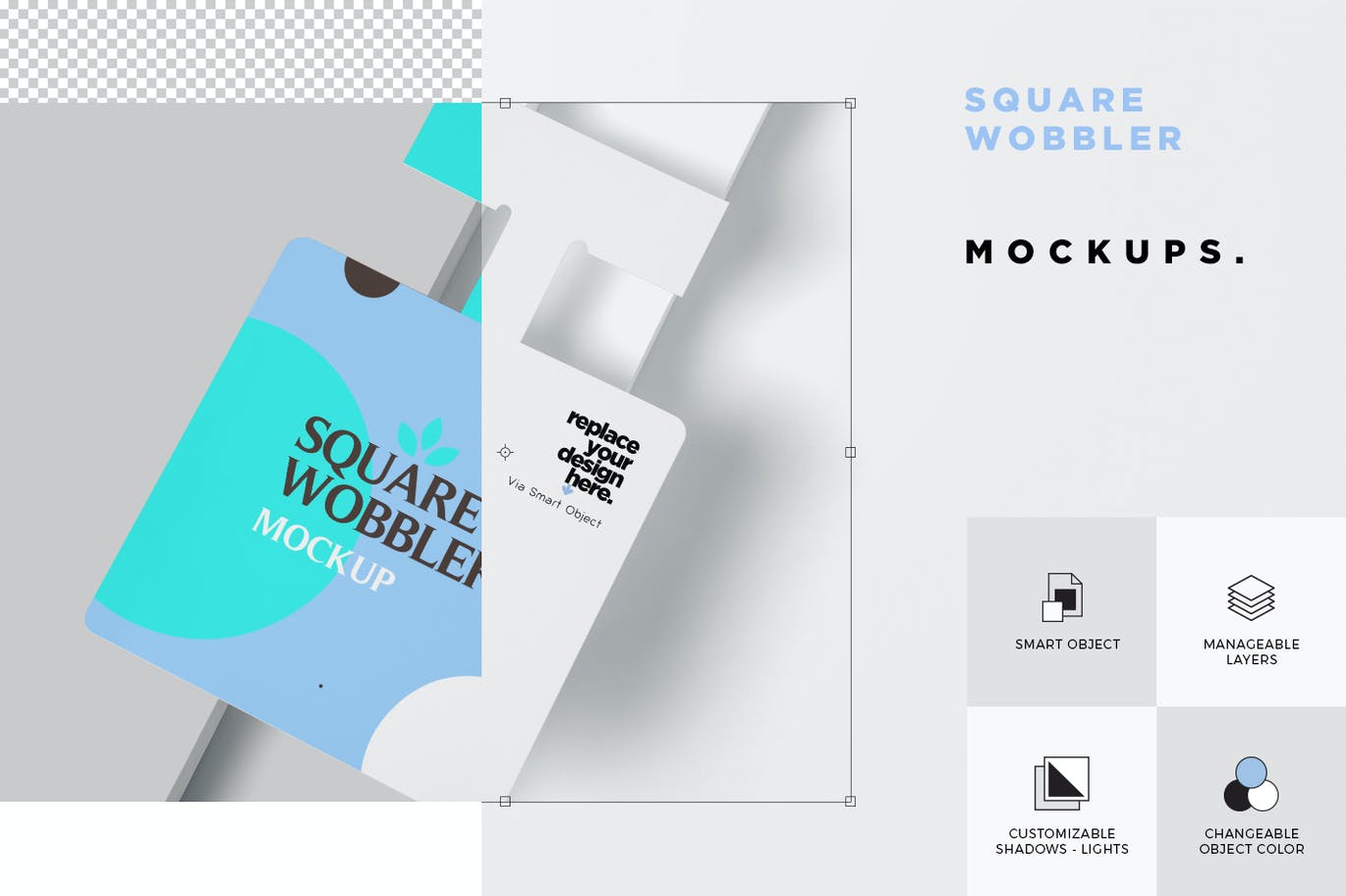 方形摇摆器公司促销印刷品设计贴图样机 Square Wobbler Mockups_img_2