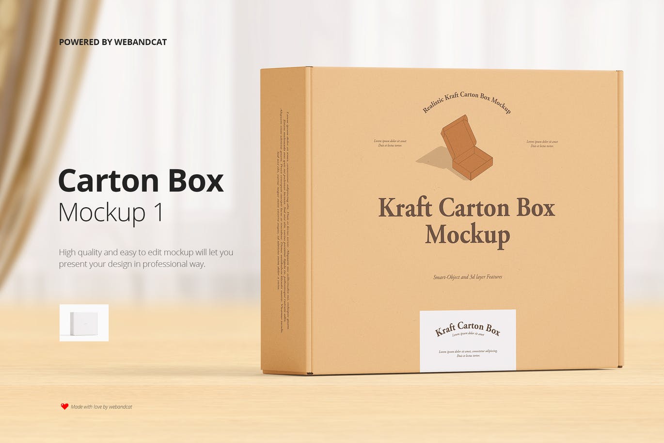 高质量卡夫纸箱设计贴图样机模板 Mailing Kraft Carton Box Mockup_img_1