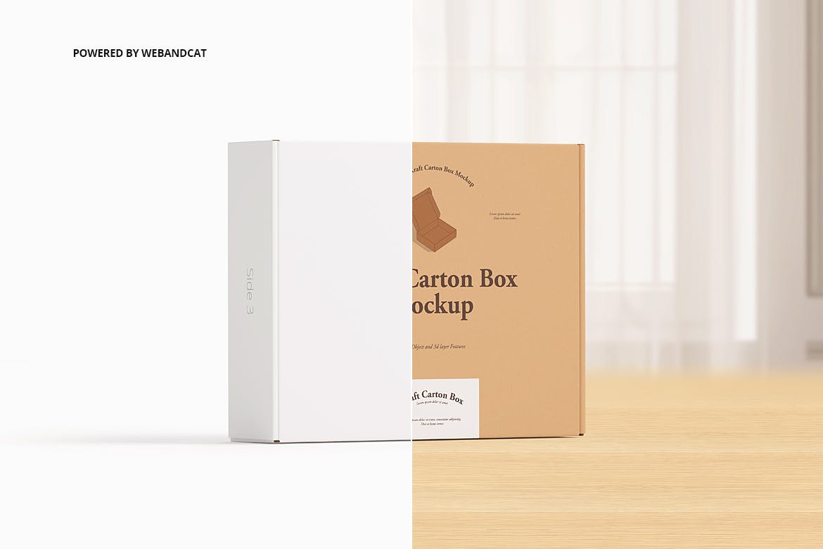 高质量卡夫纸箱设计贴图样机模板 Mailing Kraft Carton Box Mockup_img_1