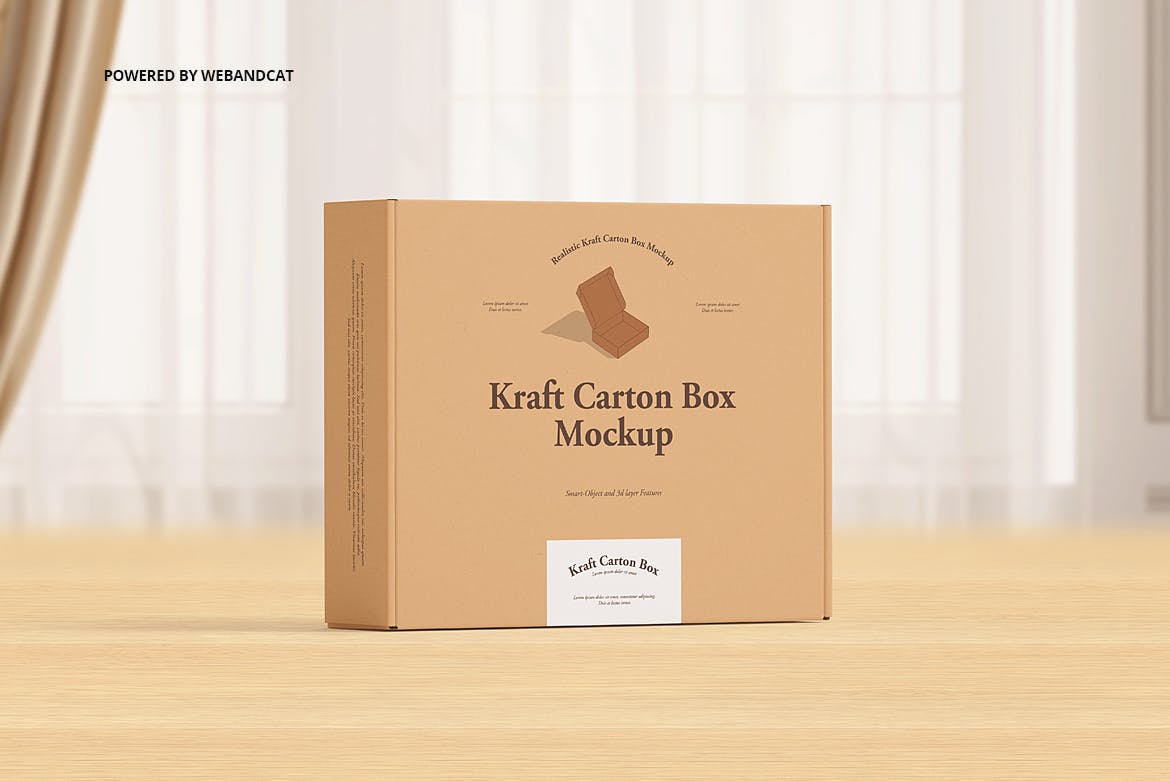 高质量卡夫纸箱设计贴图样机模板 Mailing Kraft Carton Box Mockup_img_1