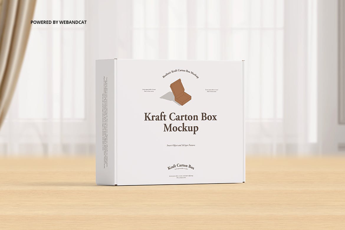 高质量卡夫纸箱设计贴图样机模板 Mailing Kraft Carton Box Mockup_img_1